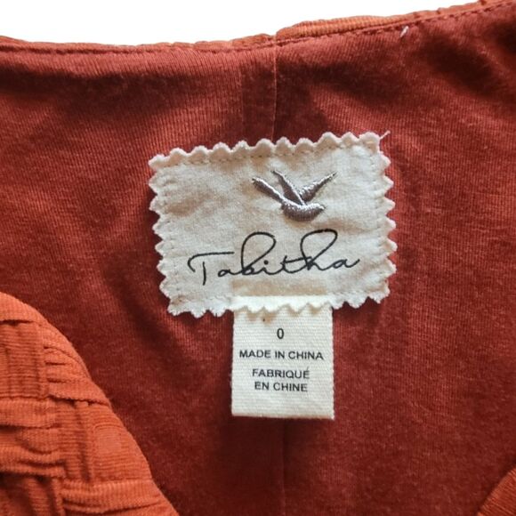 Tabitha Tema Dress 0 Rust Basket Weave Knit Sleeveless Split Neck Shoulder Bows - Picture 7 of 16